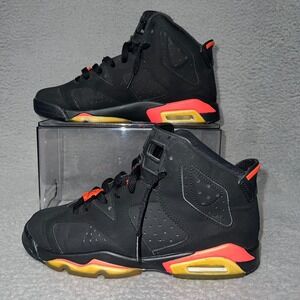 Nike Air Jordan 6 Retro 2014 Infrared Sneakers Sz 7Y Womens 8.5 Black 384665-023